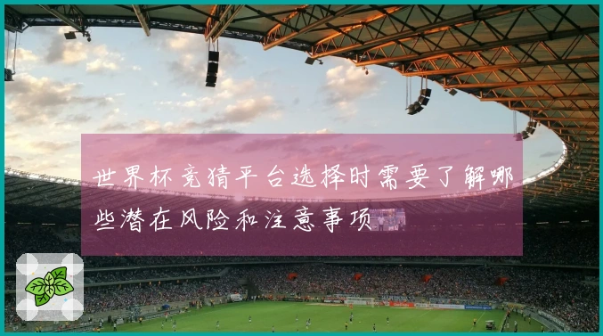 世界杯竞猜平台选择时需要了解哪些潜在风险和注意事项